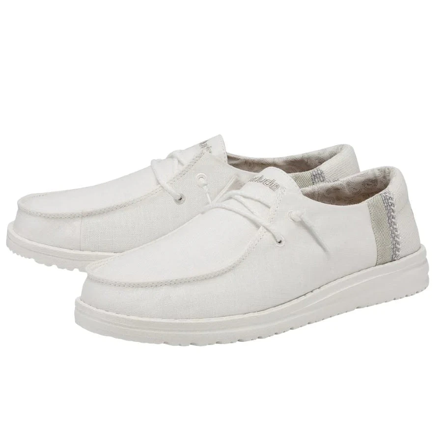 Hey Dude Women's Wendy, Linen Natural White 3 Hey Dude Women's Wendy, Linen Natural White